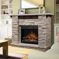 Dimplex Featherston 61" electric fireplace mantel with logset firebox in ledge rock - B074WDSTT4